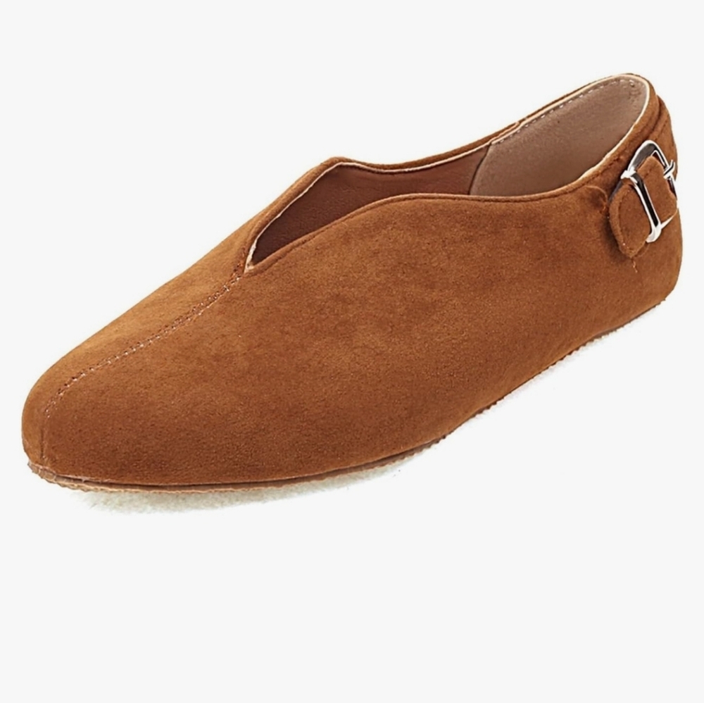 Jolimall classic pointed toe suede flat clog shoes